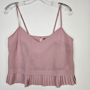 French Connection Fairycore Cami Petal Pink  Cropped Pleated Sz S Feminine